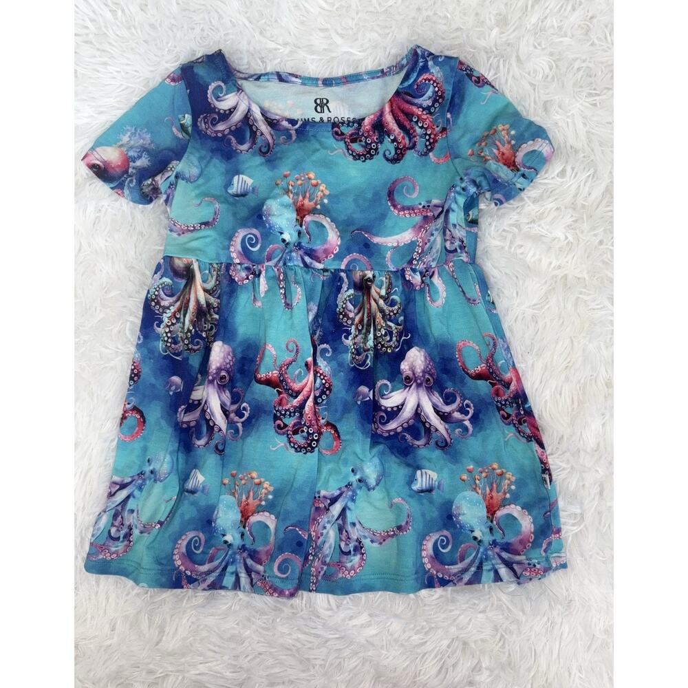 Bums & Roses Girls 4T Bamboo Octopus Design Dress. Grt Shape, Adorable